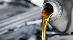 Motor oil, car engine close up